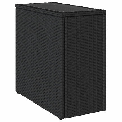 vidaXL Table d'appoint de jardin avec plateau en verre Noir 58x27,5x55cm Résine tressée