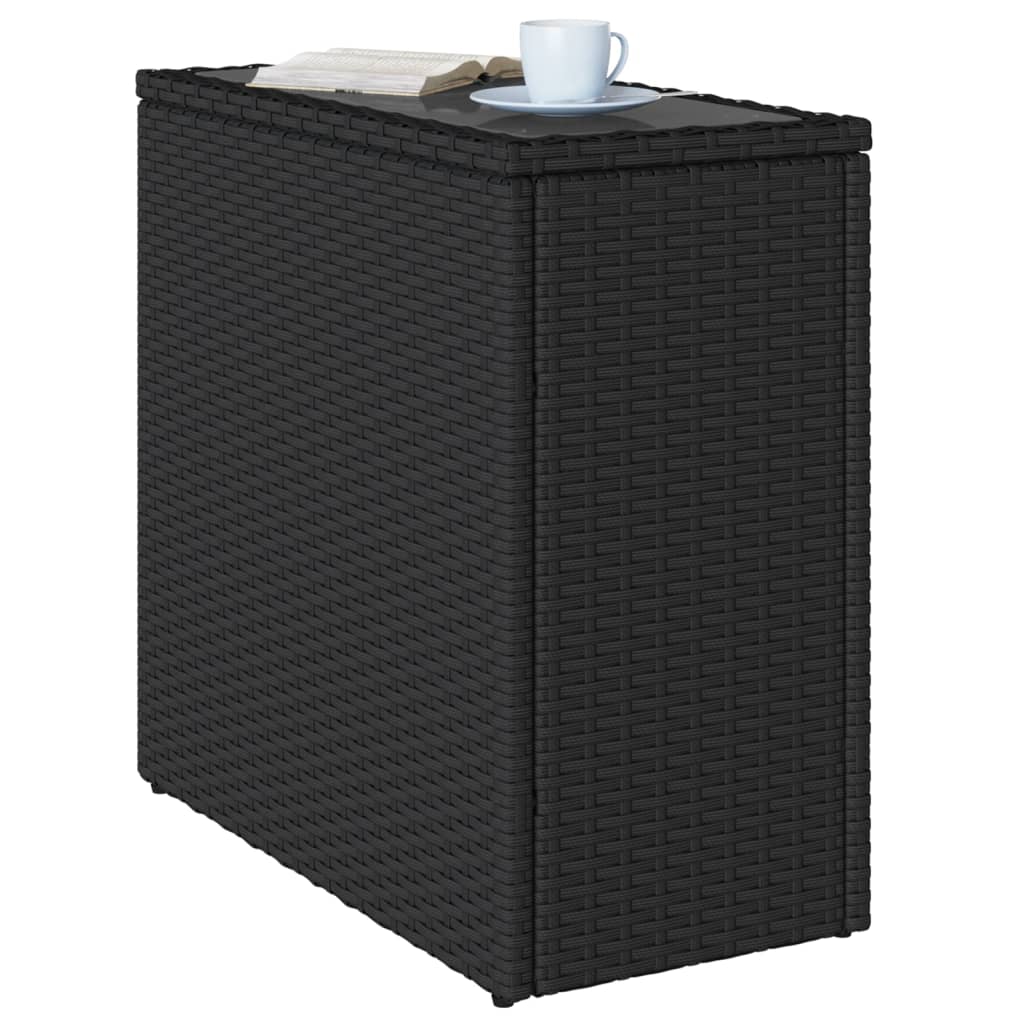 vidaXL Table d'appoint de jardin avec plateau en verre Noir 58x27,5x55cm Résine tressée