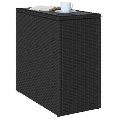 vidaXL Table d'appoint de jardin avec plateau en verre Noir 58x27,5x55cm Résine tressée