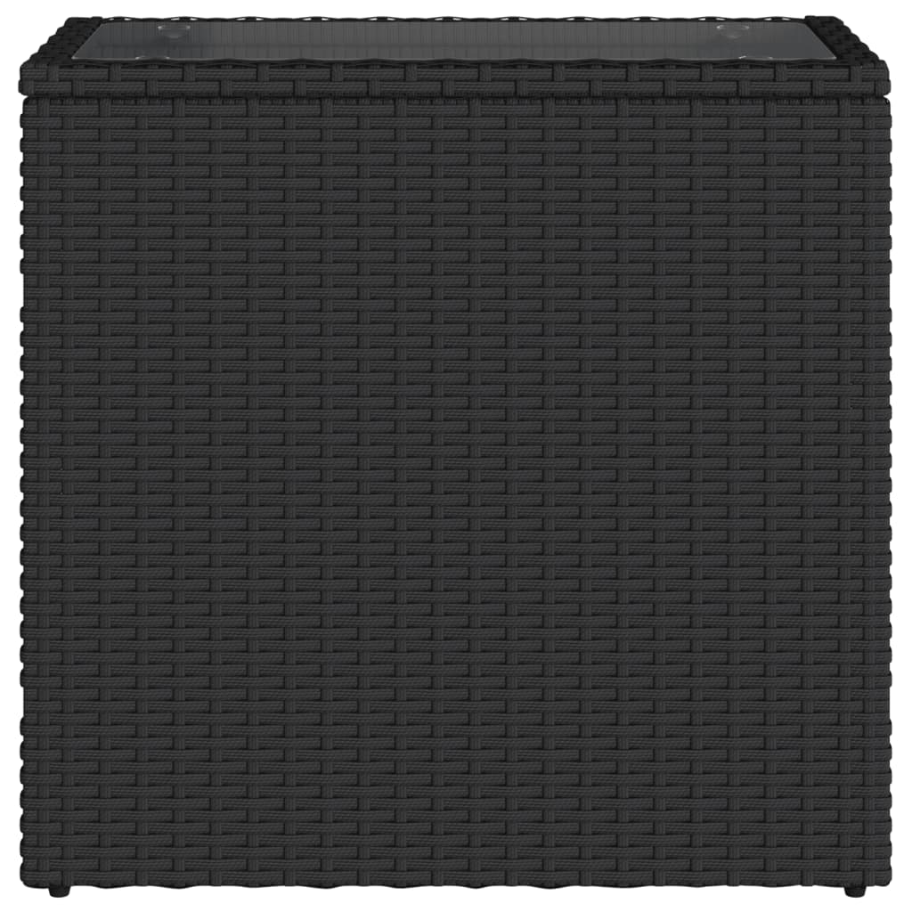 vidaXL Table d'appoint de jardin avec plateau en verre Noir 58x27,5x55cm Résine tressée