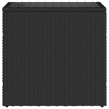 vidaXL Table d'appoint de jardin avec plateau en verre Noir 58x27,5x55cm Résine tressée