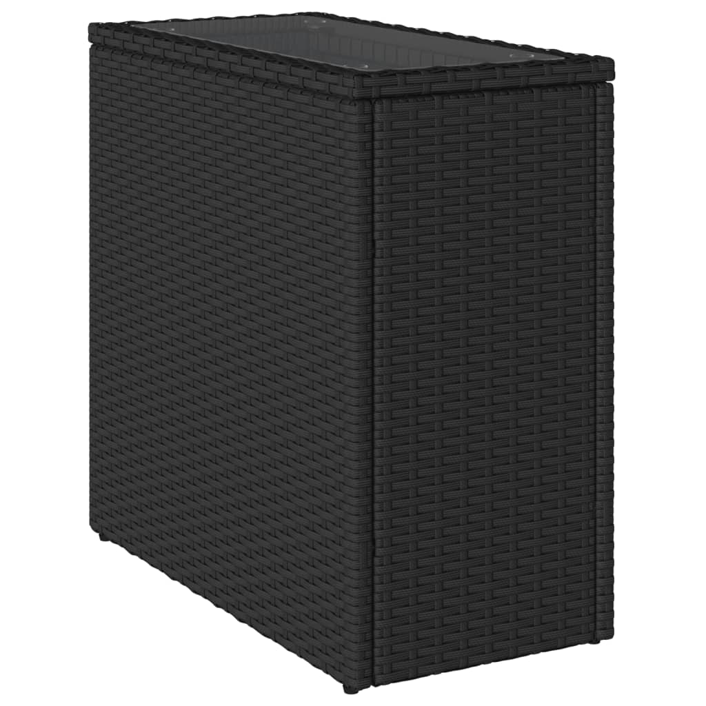 vidaXL Table d'appoint de jardin avec plateau en verre Noir 58x27,5x55cm Résine tressée