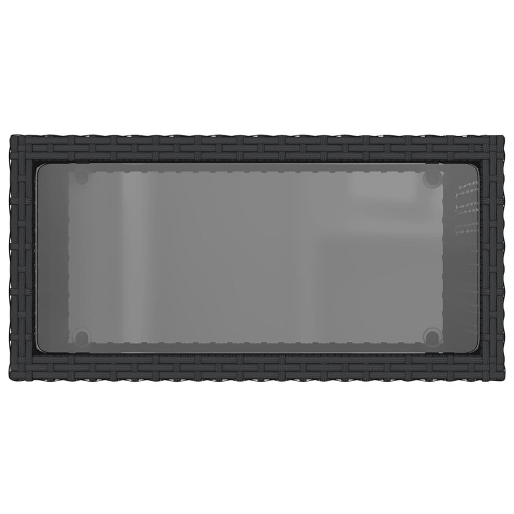 vidaXL Table d'appoint de jardin avec plateau en verre Noir 58x27,5x55cm Résine tressée