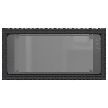 vidaXL Table d'appoint de jardin avec plateau en verre Noir 58x27,5x55cm Résine tressée