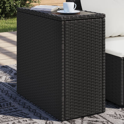 vidaXL Table d'appoint de jardin avec plateau en verre Noir 58x27,5x55cm Résine tressée