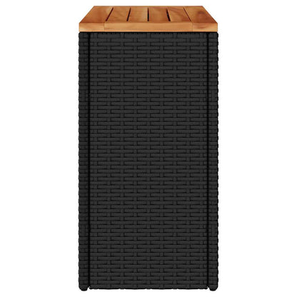 vidaXL Garten-Beistelltisch mit Holzplatte Schwarz 58x27,5x55 cm Poly Rattan