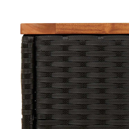vidaXL Garten-Beistelltisch mit Holzplatte Schwarz 58x27,5x55 cm Poly Rattan