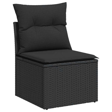 vidaXL Gartenstuhl ohne Armlehnen mit Kissen Schwarz Poly Rattan