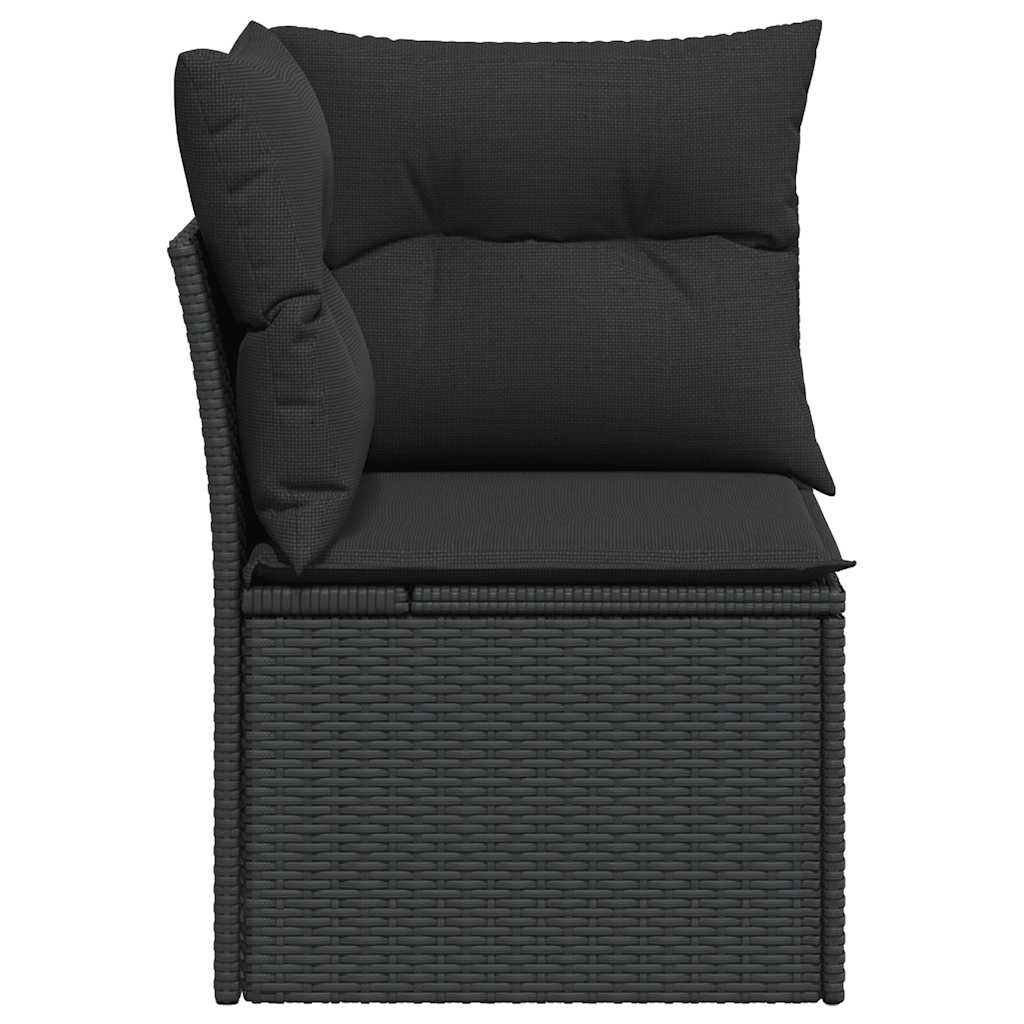 vidaXL Canapé d'angle de jardin avec coussins Noir Résine tressée