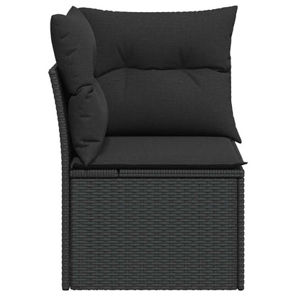 vidaXL Canapé d'angle de jardin avec coussins Noir Résine tressée