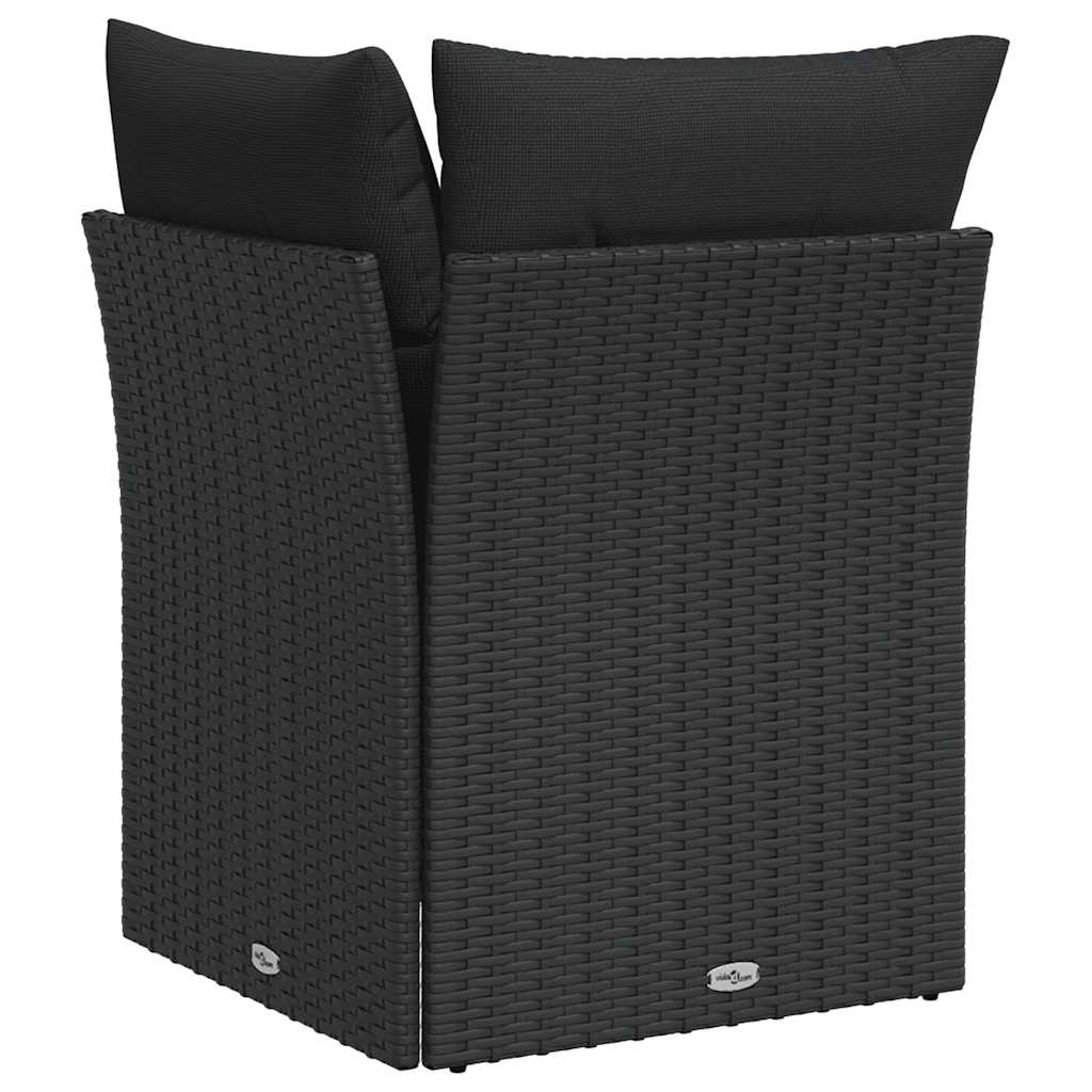 vidaXL Canapé d'angle de jardin avec coussins Noir Résine tressée