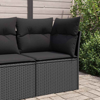 vidaXL Canapé d'angle de jardin avec coussins Noir Résine tressée