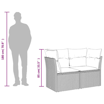 vidaXL Gartensofa mit Kissen 2-Sitzer Schwarz Poly Rattan