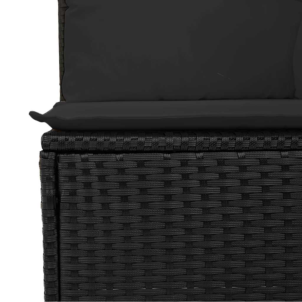 Gartensofa mit Kissen 3-Sitzer Schwarz Poly Rattan
