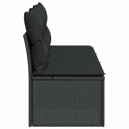 vidaXL Gartensofa mit Kissen 3-Sitzer Schwarz Poly Rattan