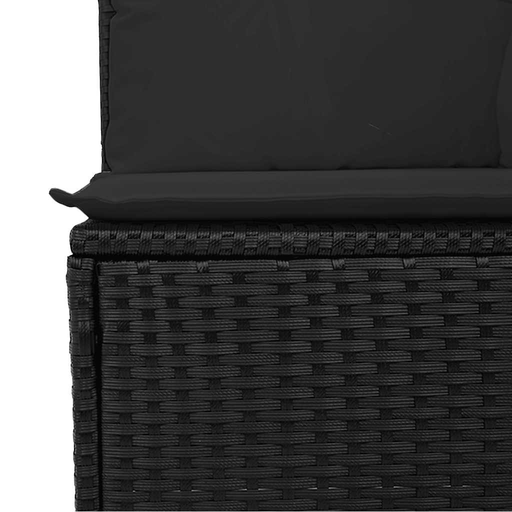 vidaXL Gartensofa mit Kissen 3-Sitzer Schwarz Poly Rattan