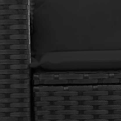 vidaXL Gartensofa mit Kissen 2-Sitzer Schwarz Poly Rattan