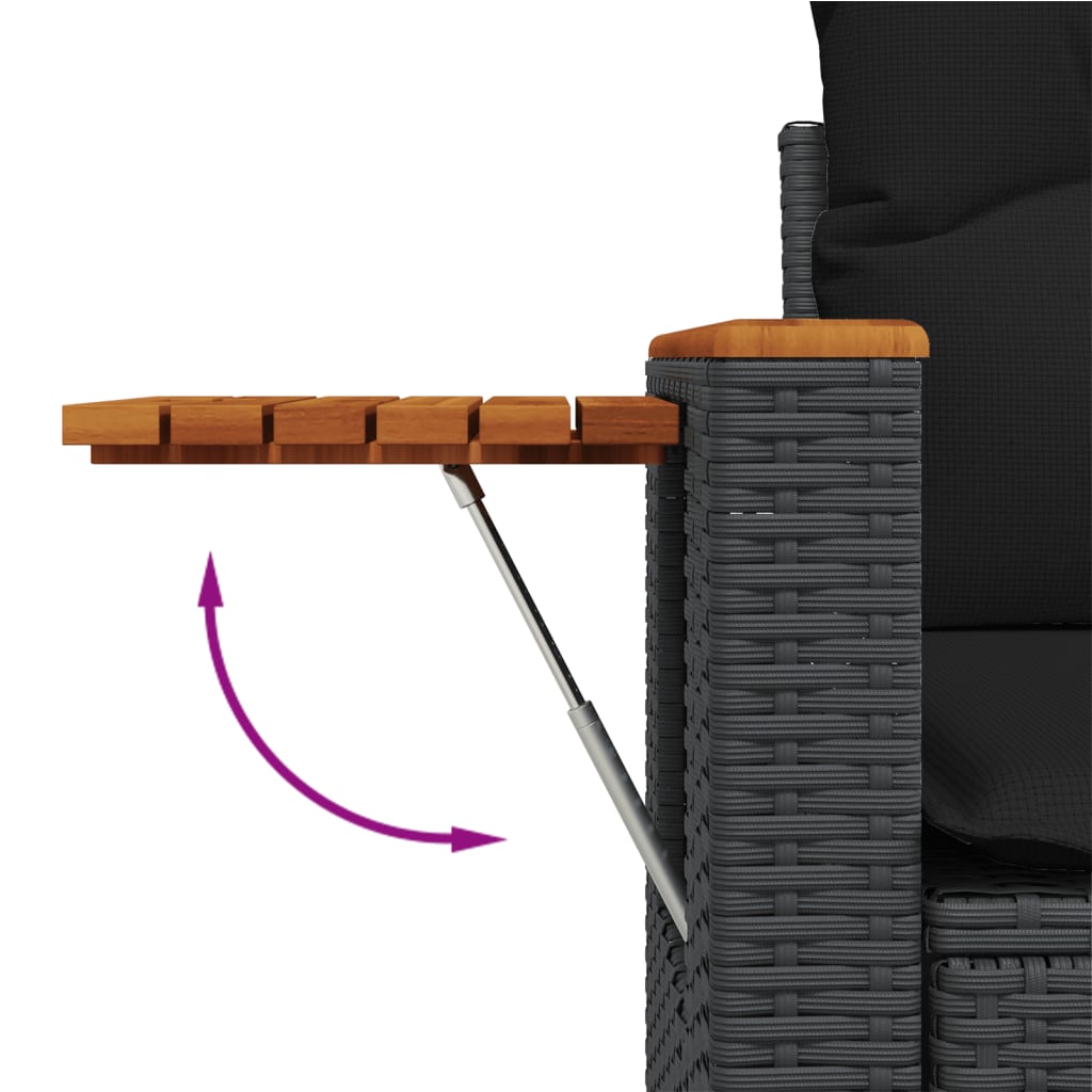 vidaXL Canapé de jardin 2 places avec coussins résine tressée noir
