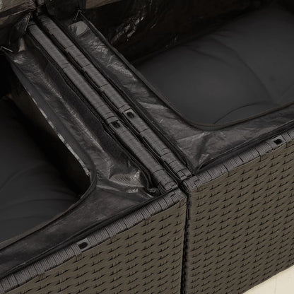 vidaXL Canapé de jardin 2 places avec coussins résine tressée noir