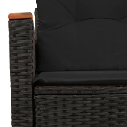 vidaXL Canapé de jardin 2 places avec coussins résine tressée noir