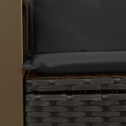 vidaXL Gartensofa mit Kissen 2-Sitzer Schwarz Poly Rattan