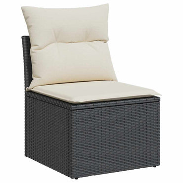 vidaXL Canapé de jardin sans accoudoirs avec coussins Noir Résine tressée