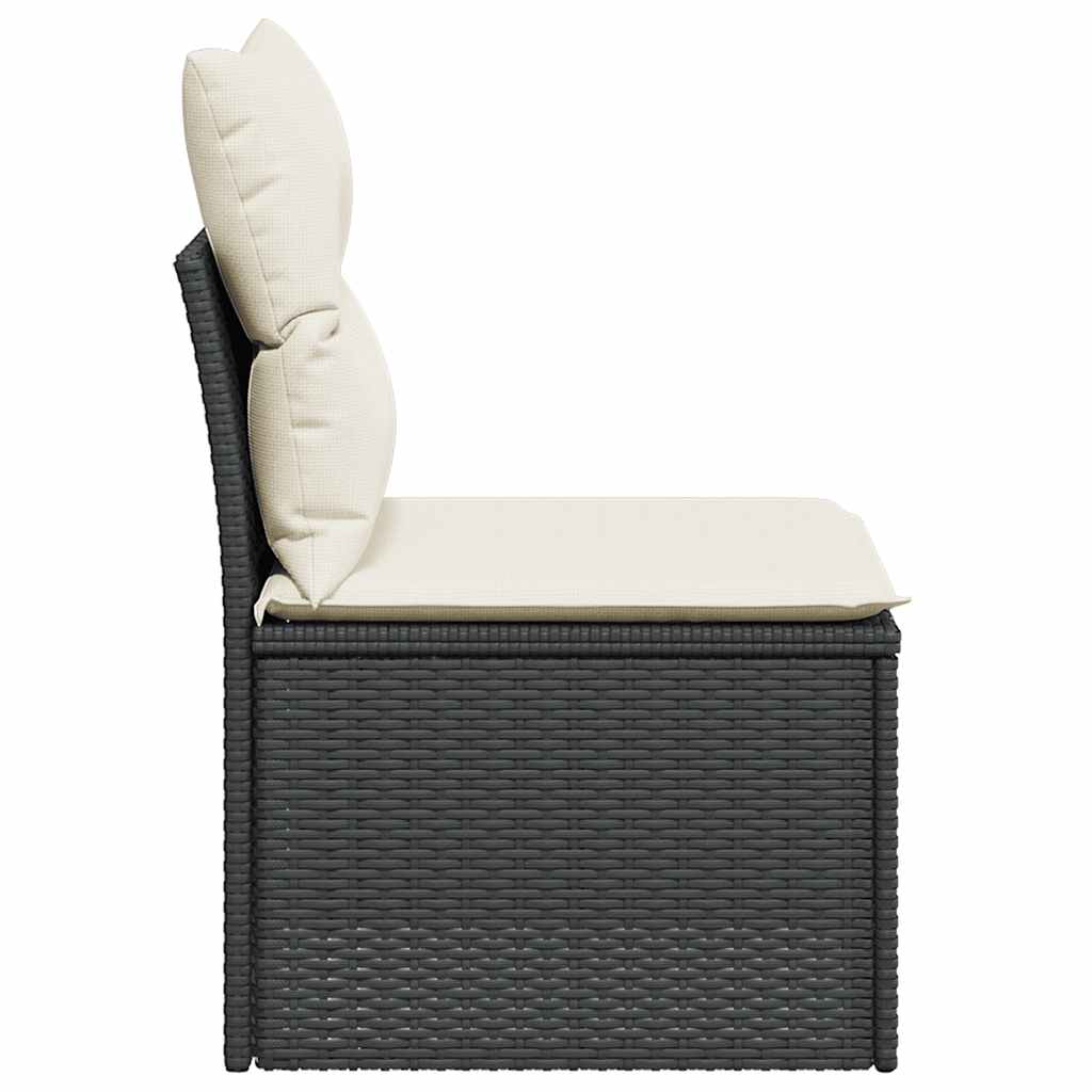 vidaXL Gartensofa ohne Armlehnen mit Kissen Schwarz Poly Rattan
