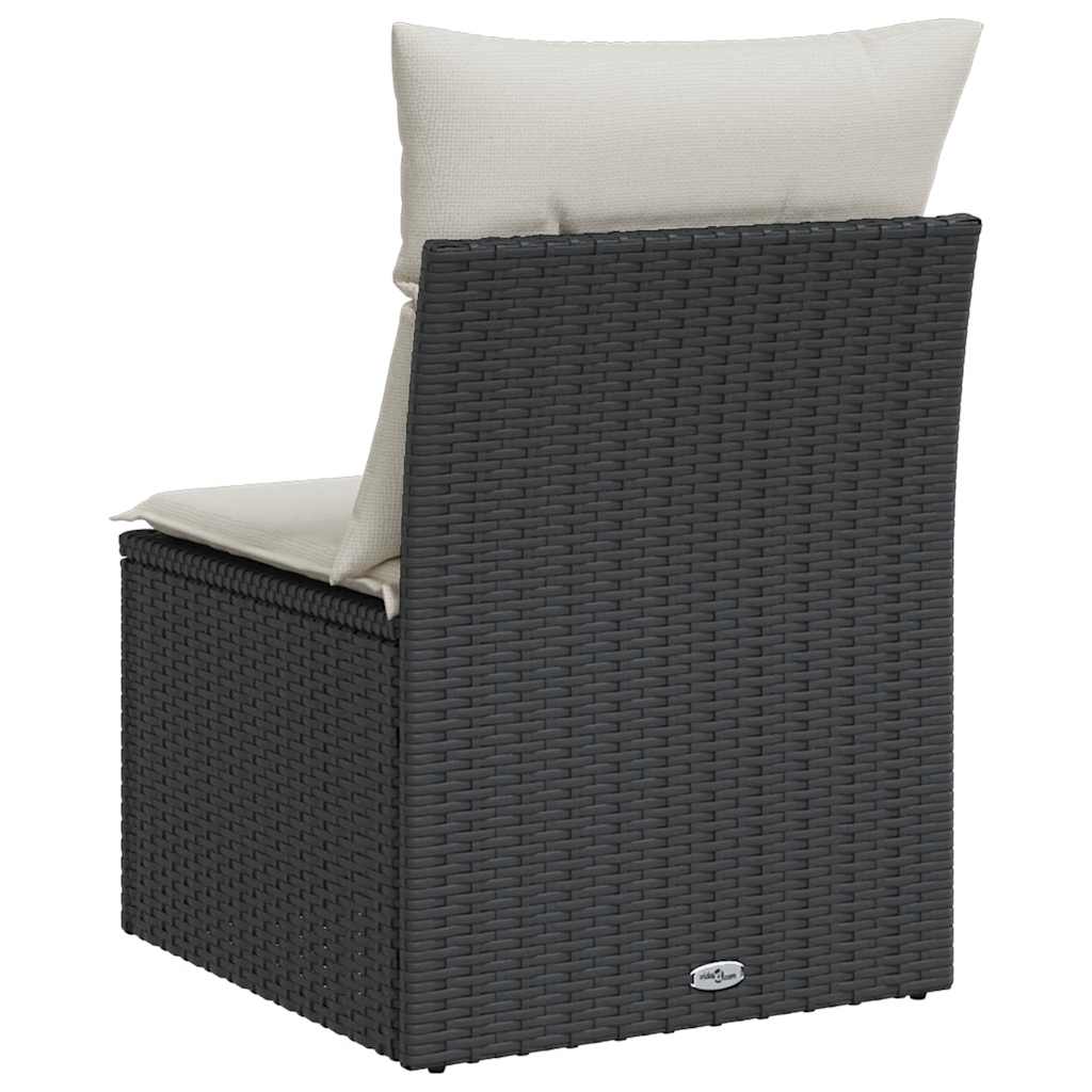 vidaXL Gartensofa ohne Armlehnen mit Kissen Schwarz Poly Rattan