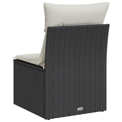 vidaXL Gartensofa ohne Armlehnen mit Kissen Schwarz Poly Rattan