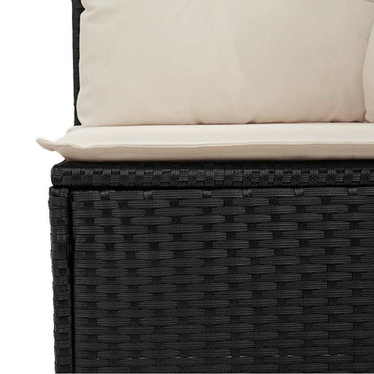 vidaXL Gartensofa ohne Armlehnen mit Kissen Schwarz Poly Rattan