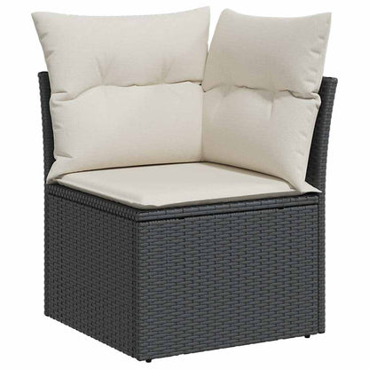 vidaXL Canapé d'angle de jardin avec coussins Noir Résine tressée