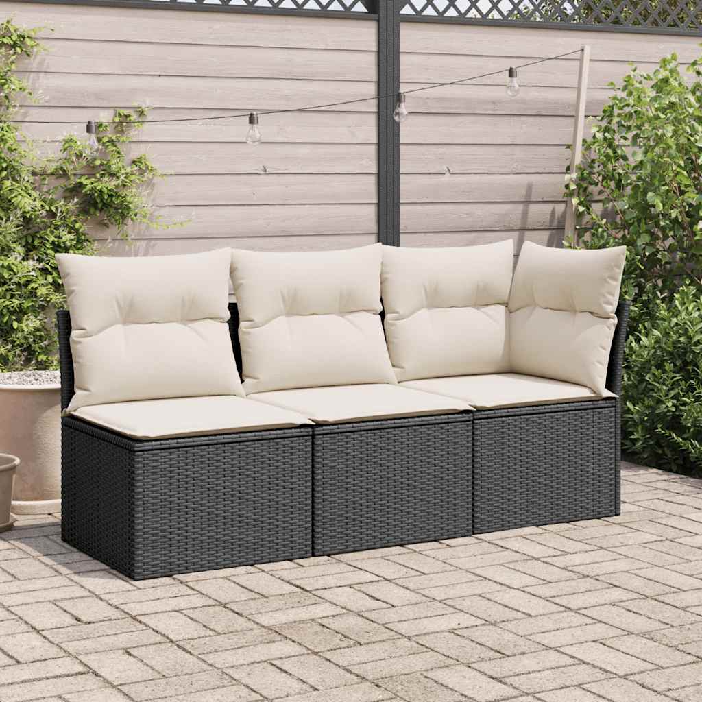 vidaXL Canapé d'angle de jardin avec coussins Noir Résine tressée