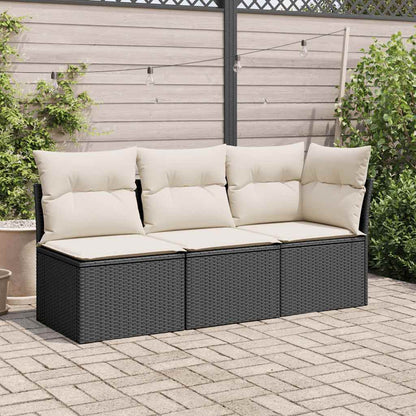 vidaXL Canapé d'angle de jardin avec coussins Noir Résine tressée
