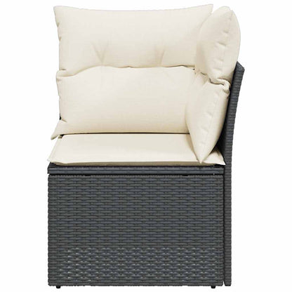 vidaXL Canapé d'angle de jardin avec coussins Noir Résine tressée