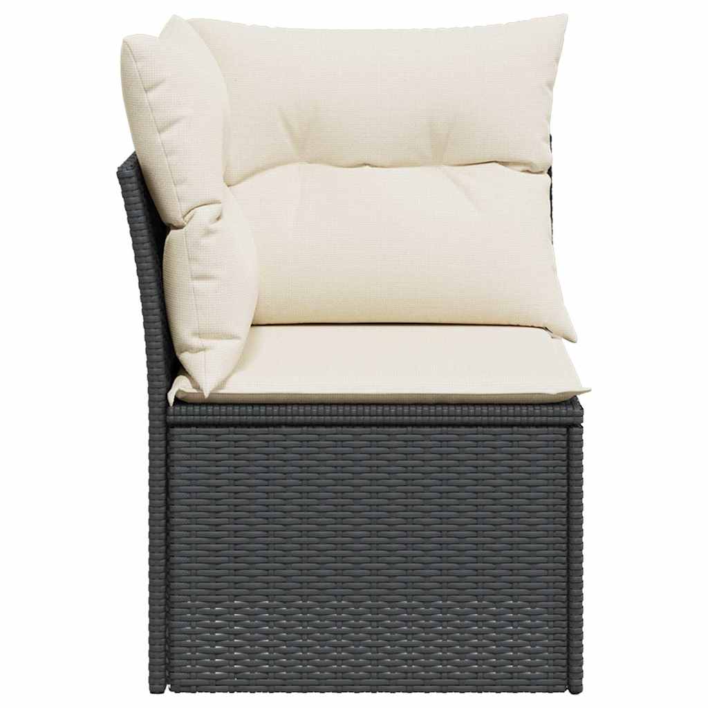 vidaXL Canapé d'angle de jardin avec coussins Noir Résine tressée