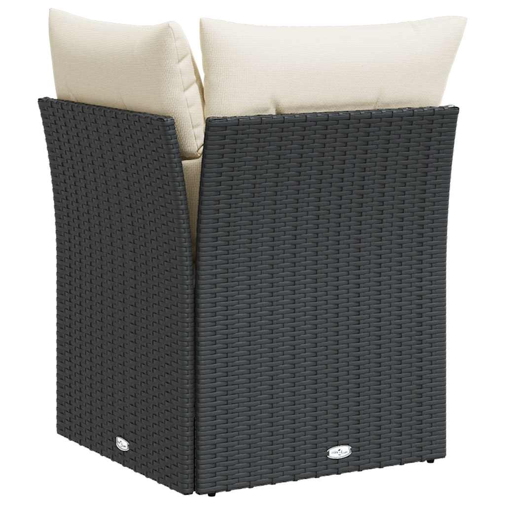 vidaXL Canapé d'angle de jardin avec coussins Noir Résine tressée