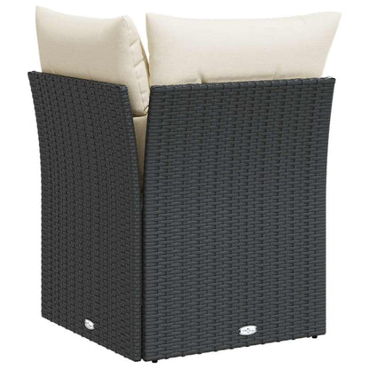 vidaXL Canapé d'angle de jardin avec coussins Noir Résine tressée