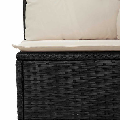 vidaXL Gartensofa mit Kissen 2-Sitzer Schwarz Poly Rattan