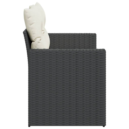 vidaXL Canapé de jardin 2 places avec coussins résine tressée noir