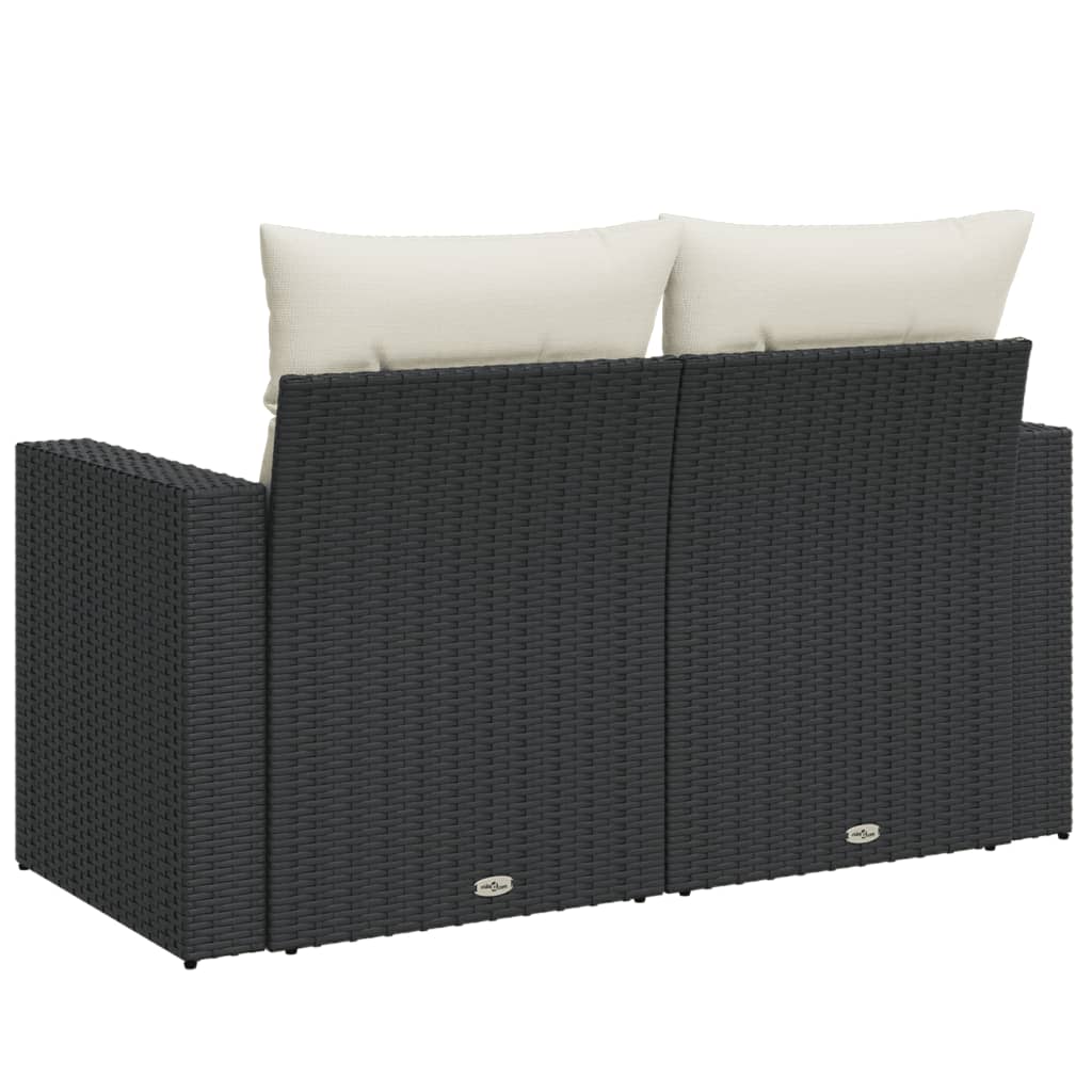 vidaXL Canapé de jardin 2 places avec coussins résine tressée noir