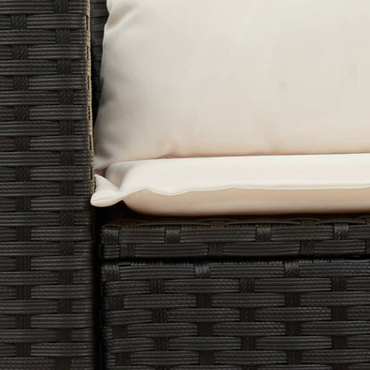 vidaXL Canapé de jardin 2 places avec coussins résine tressée noir