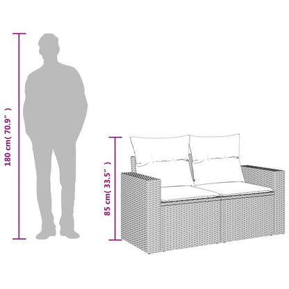 vidaXL Canapé de jardin 2 places avec coussins résine tressée noir