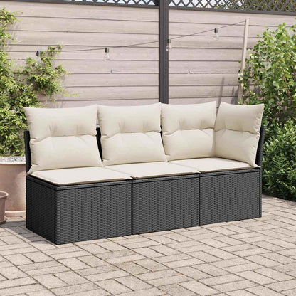 vidaXL Canapé d'angle de jardin avec coussins Noir Résine tressée