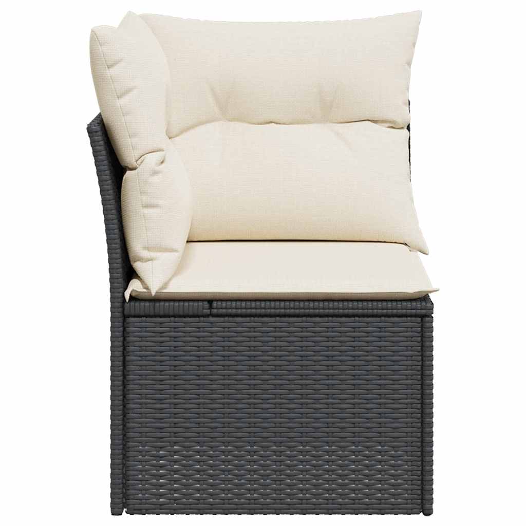 vidaXL Canapé d'angle de jardin avec coussins Noir Résine tressée