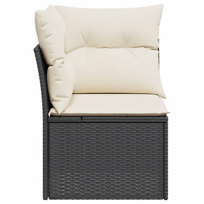 vidaXL Canapé d'angle de jardin avec coussins Noir Résine tressée