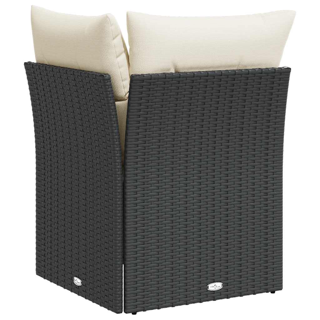 vidaXL Canapé d'angle de jardin avec coussins Noir Résine tressée
