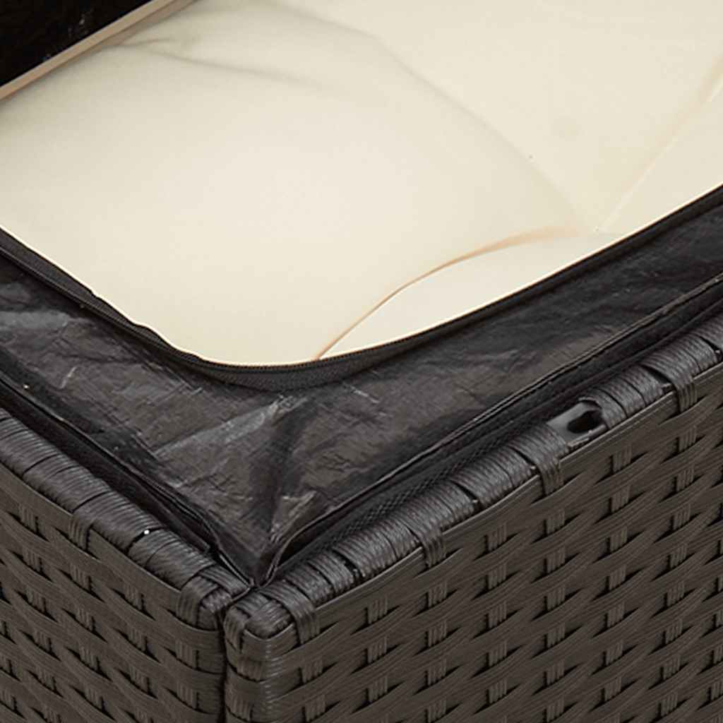 vidaXL Canapé d'angle de jardin avec coussins Noir Résine tressée