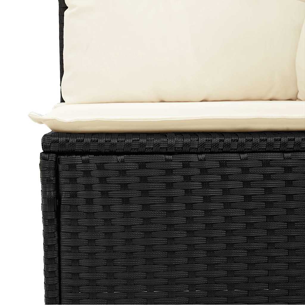 vidaXL Canapé d'angle de jardin avec coussins Noir Résine tressée