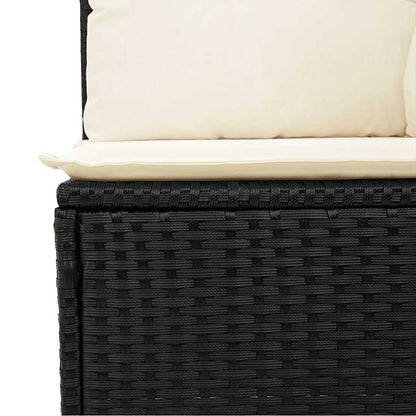 vidaXL Canapé d'angle de jardin avec coussins Noir Résine tressée