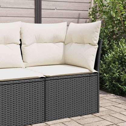 vidaXL Canapé d'angle de jardin avec coussins Noir Résine tressée